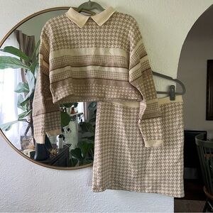 Vintage Wool Sweater Set Top and Skirt
